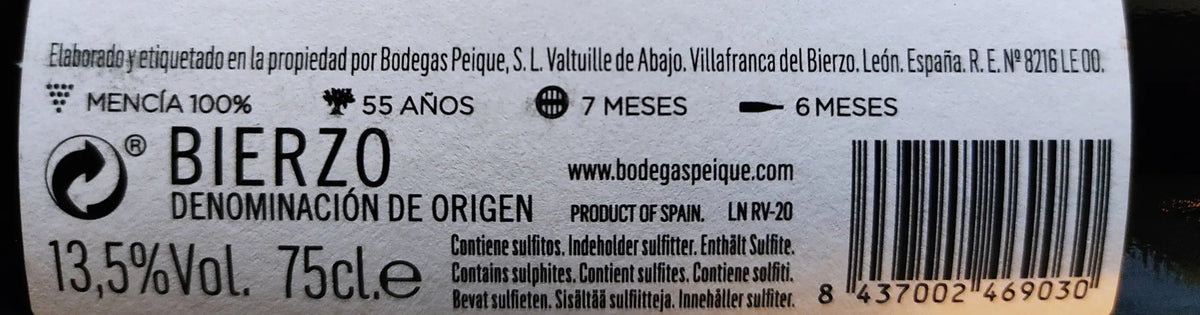 Zadní etiketa – Ramón Valle
