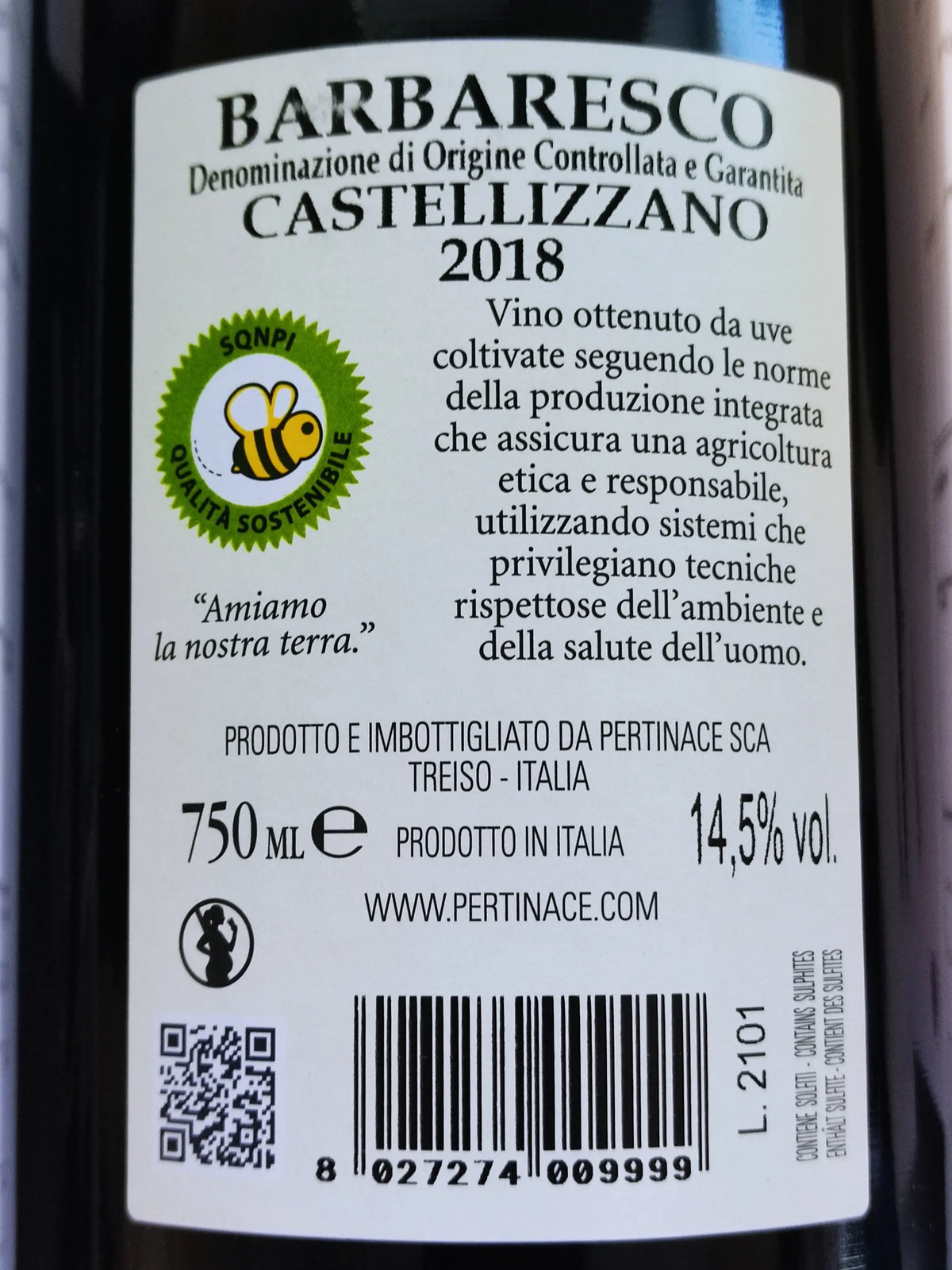 Zadní etiketa – Barbaresco-Castellizzano Riserva