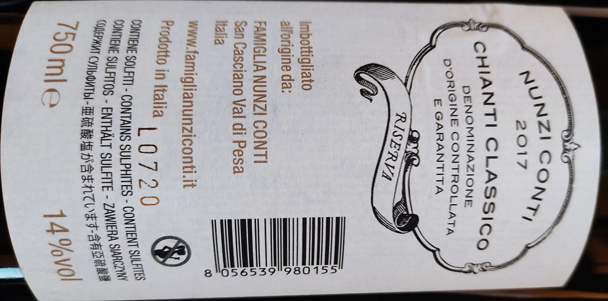 Zadní etiketa – Chianti Classico Riserva