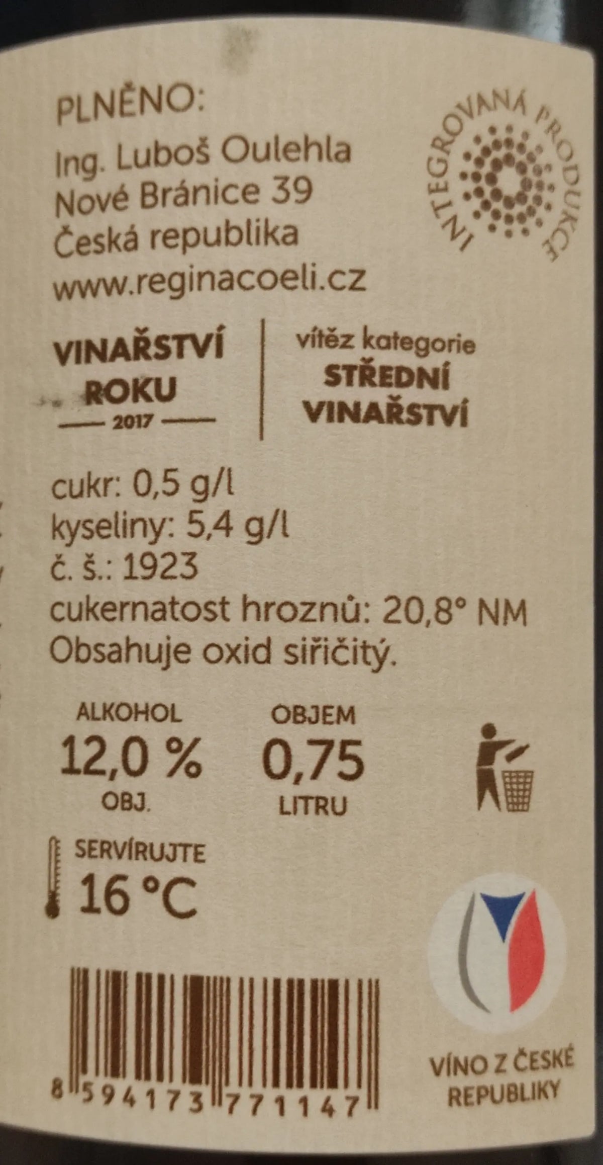 Zadní etiketa – Svatovavřinecké