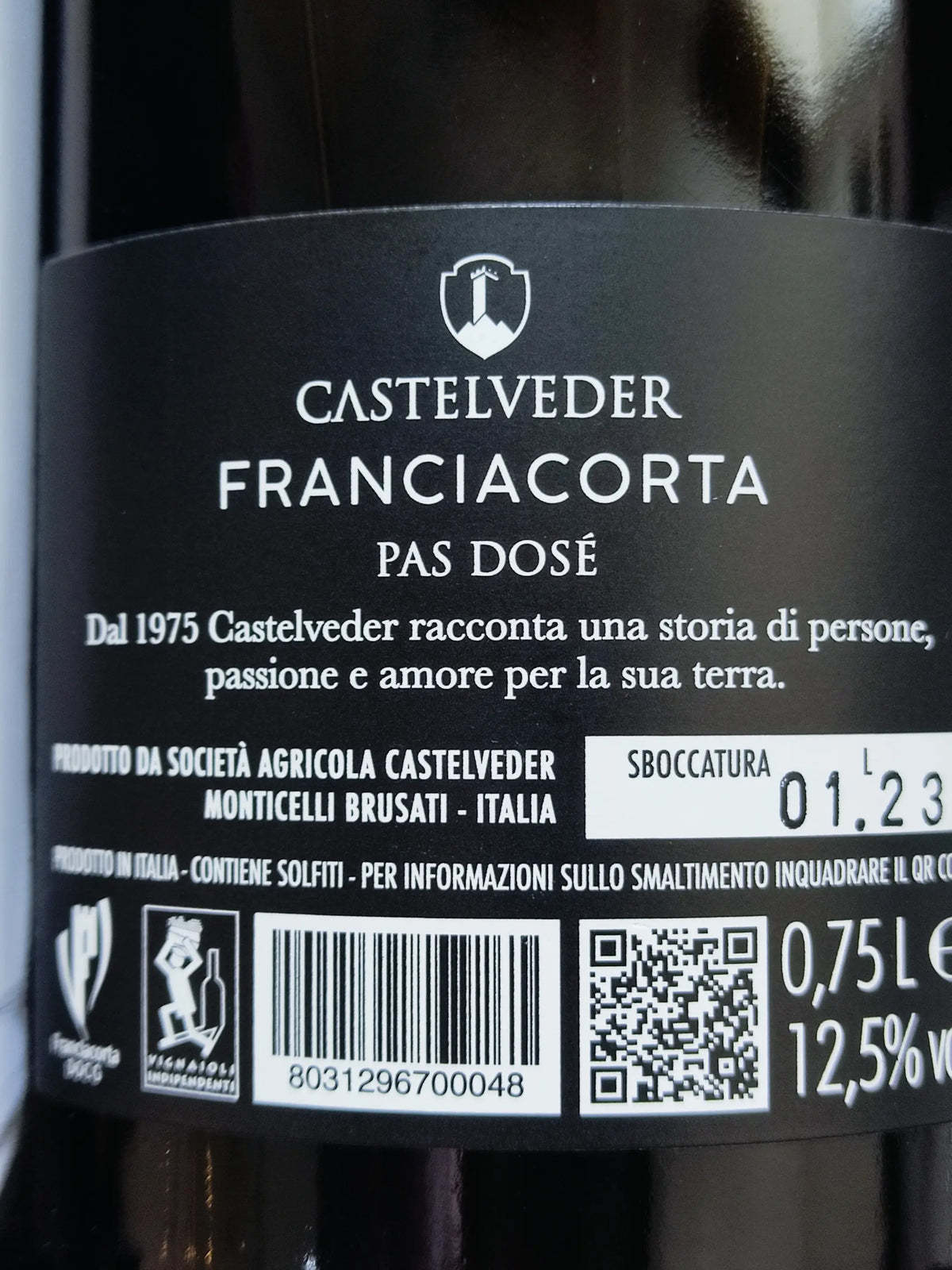 Zadní etiketa – Franciacorta brut nature