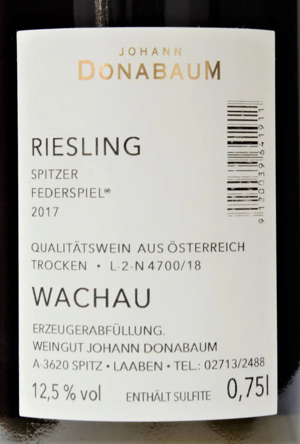 Zadní etiketa – Riesling Federspiel SPITZER