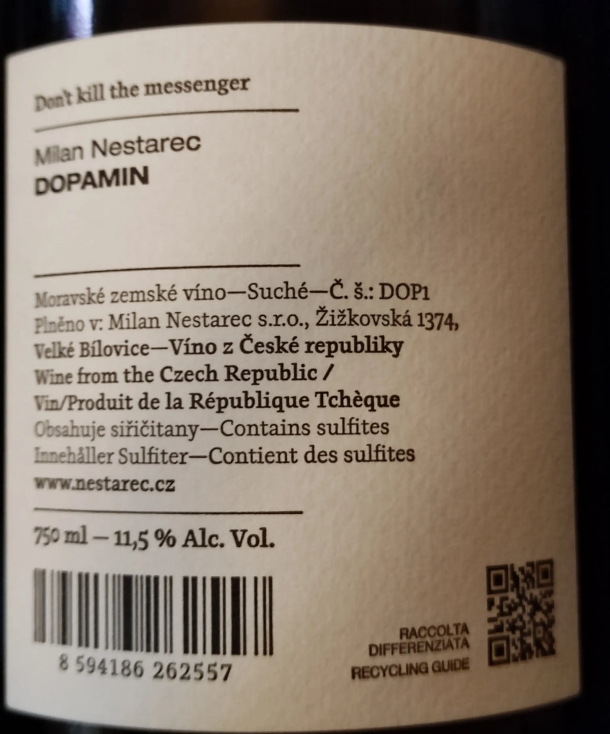 Zadní etiketa – DOPAMIN