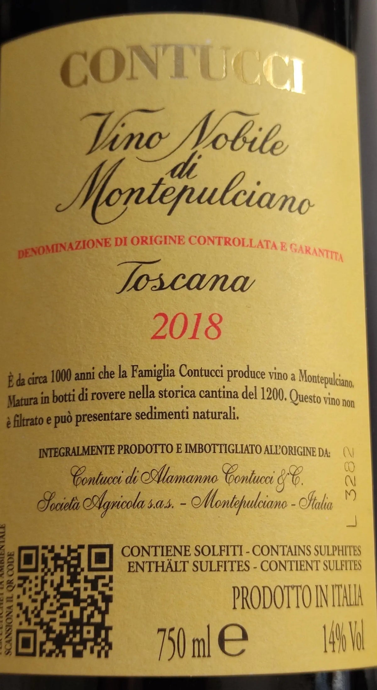 Zadní etiketa – Vino Nobile di Montepulciano