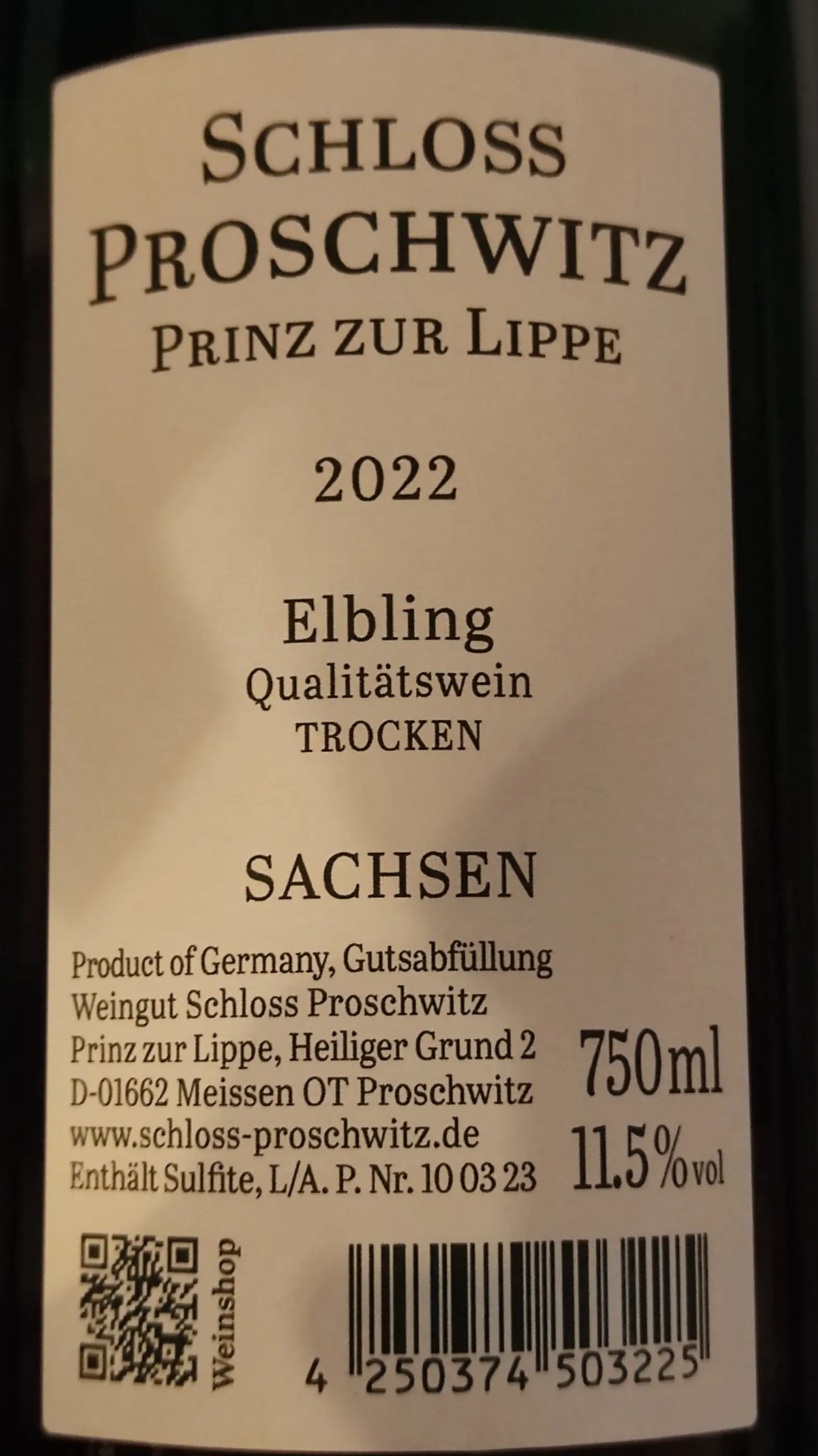 Zadní etiketa – Elbling VDP.GUTSWEIN
