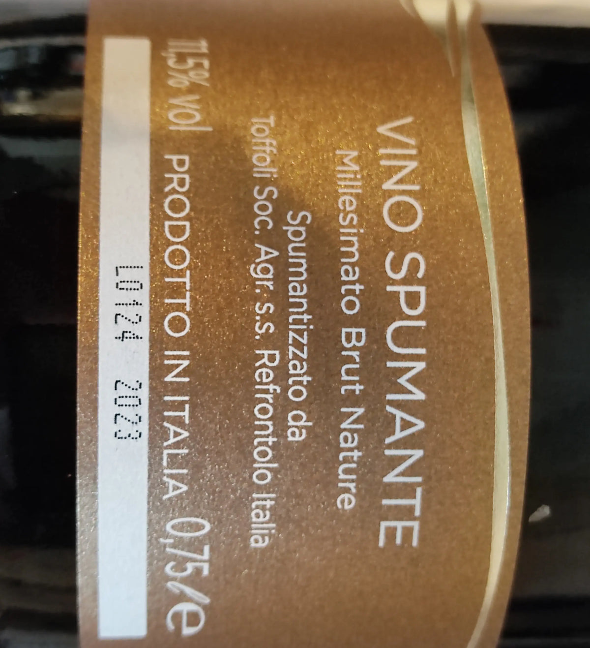 Zadní etiketa – Vino Spumante Brut Nature