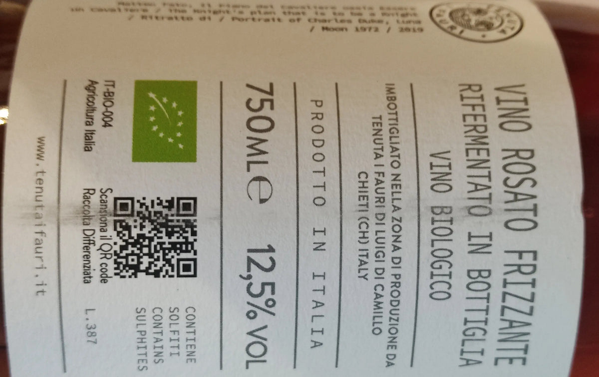 Zadní etiketa – IL PIANO DEL CAVALIERE Rosato Frizzante