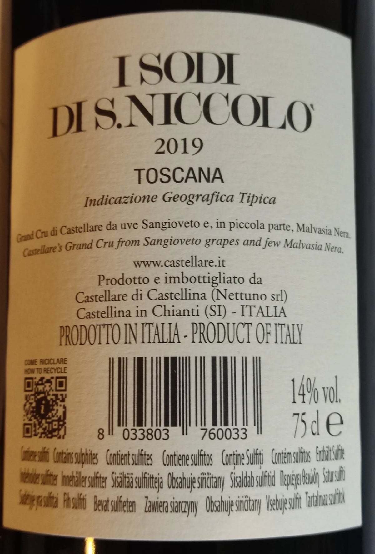 Zadní etiketa – I Sodi Di San Niccolo