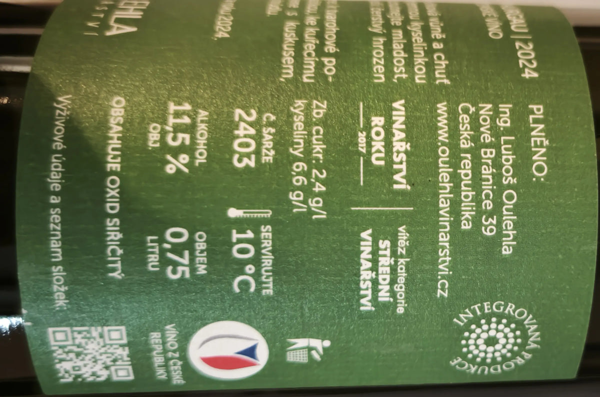 Zadní etiketa – Müller Thurgau-MLADÉ