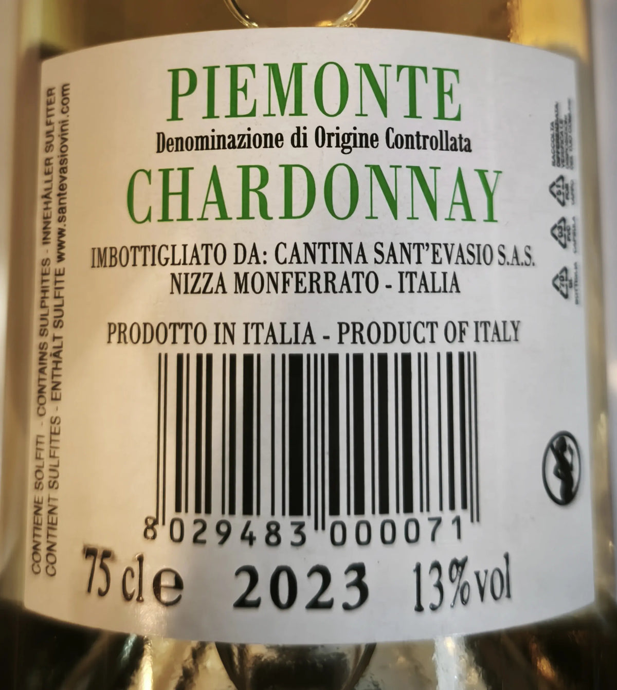 Zadní etiketa – Chardonnay