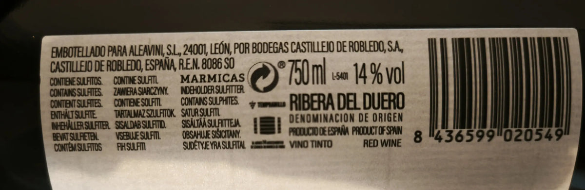 Zadní etiketa – Marmicas Reserva