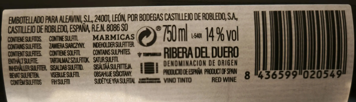 Zadní etiketa – Marmicas Verdejo