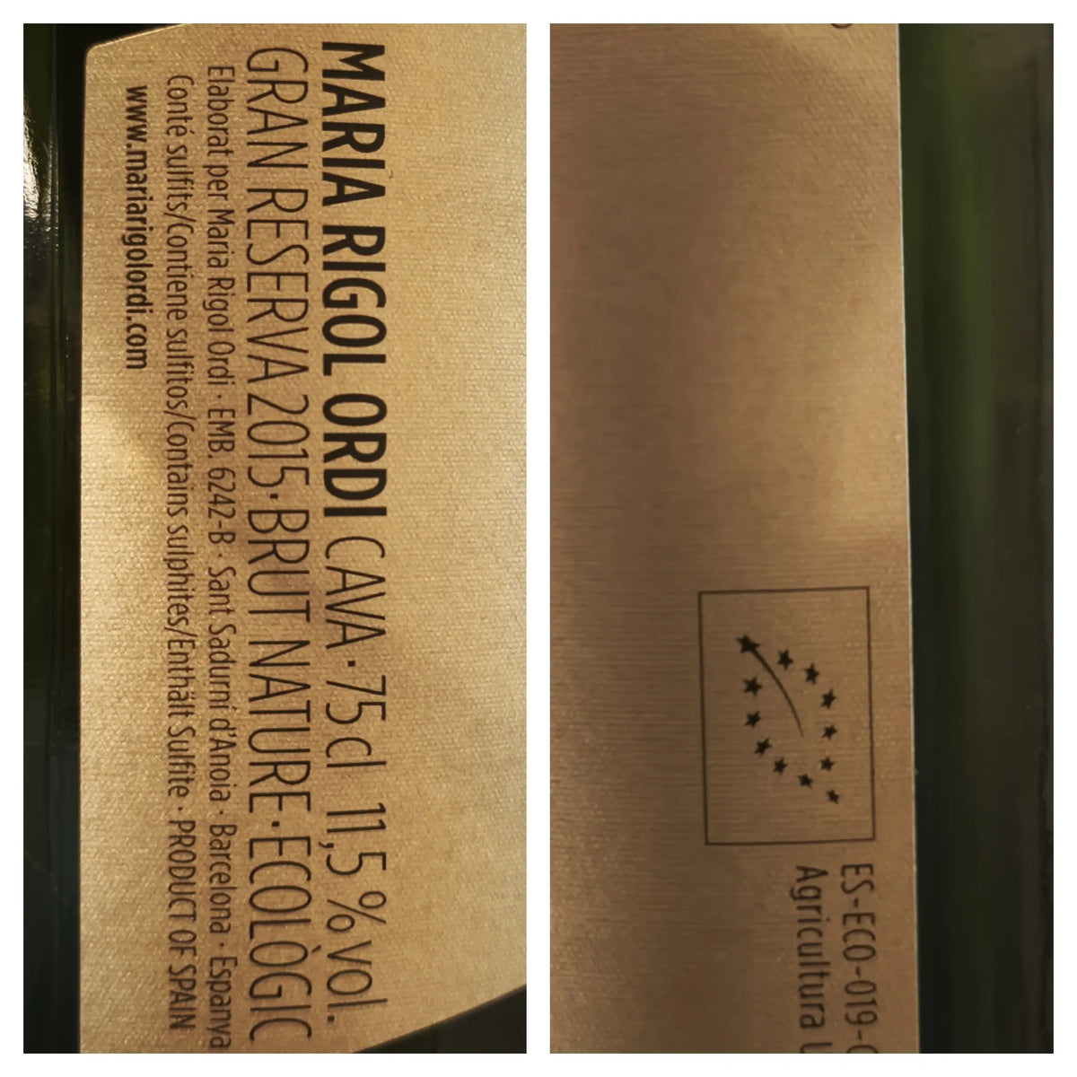 Zadní etiketa – Cava Grand Reserva Brut Nature