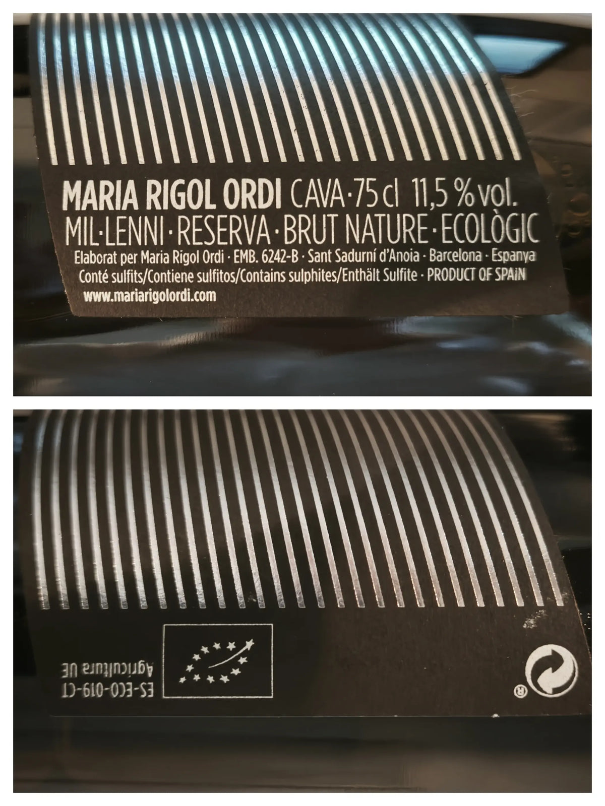 Zadní etiketa – Cava Mil·lenni Reserva Brut Nature