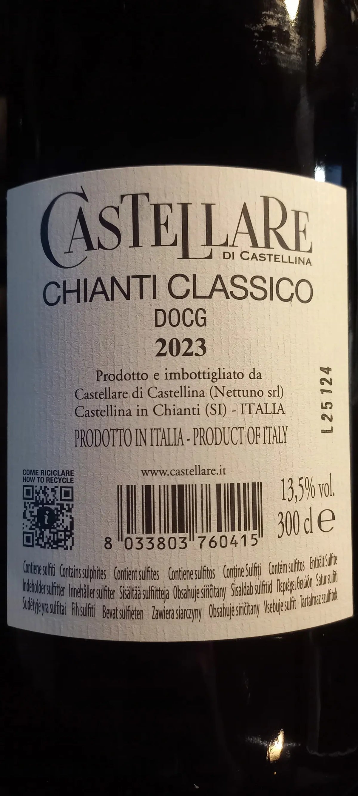 Zadní etiketa – Chianti classico JEROBOAM