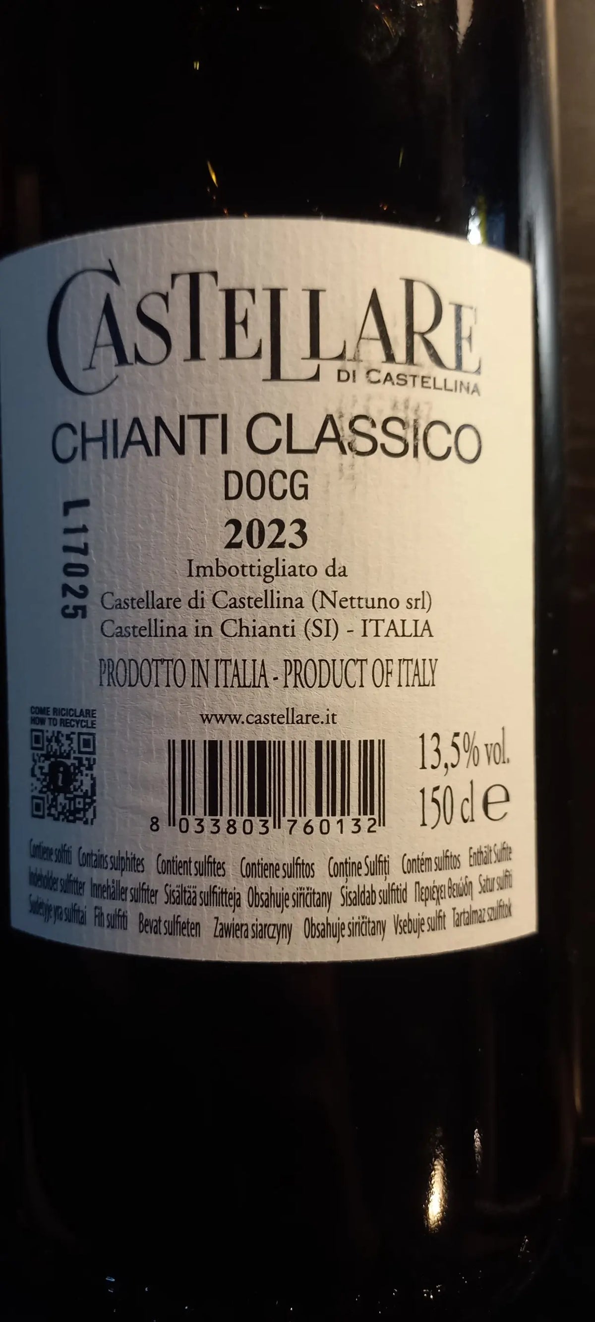 Zadní etiketa – Chianti classico MAGNUM