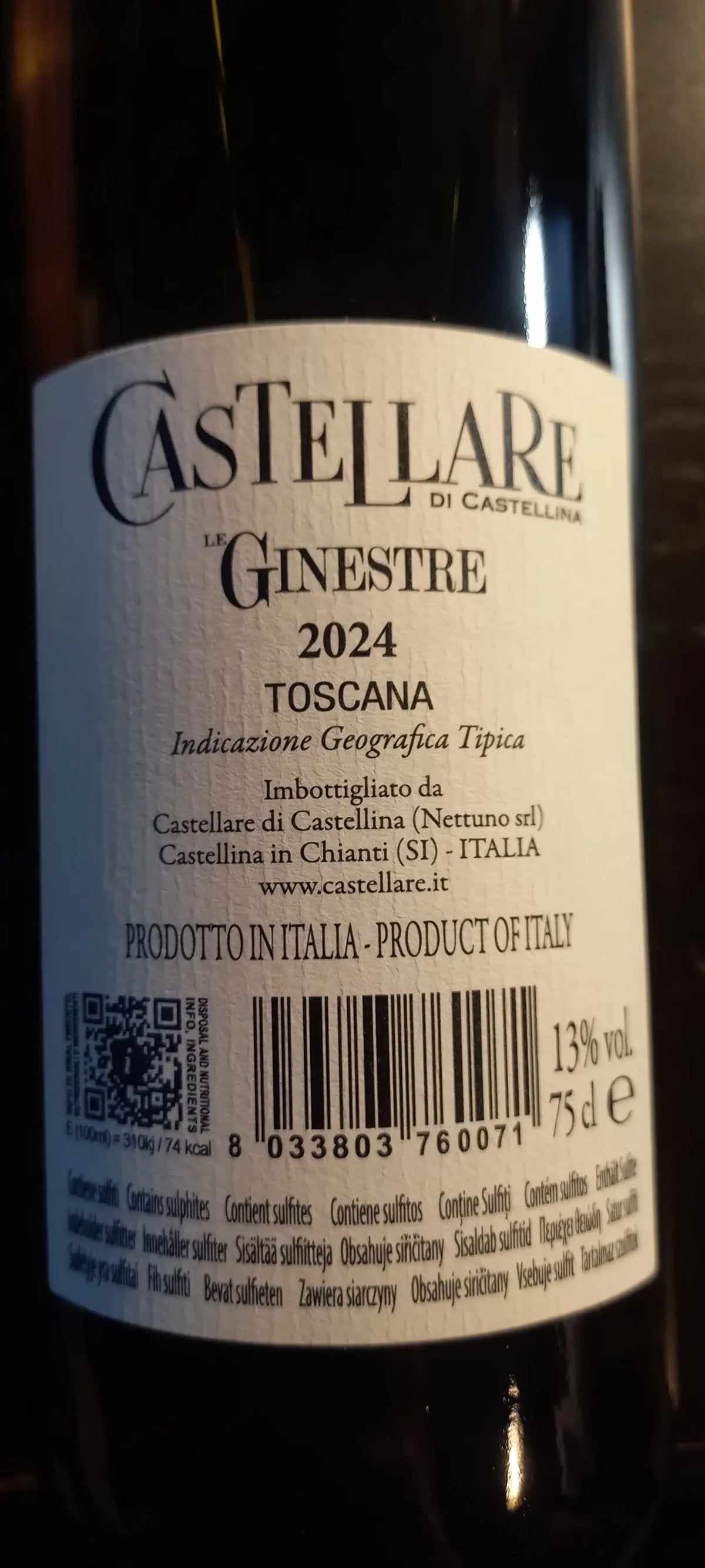 Zadní etiketa – Le Ginestre
