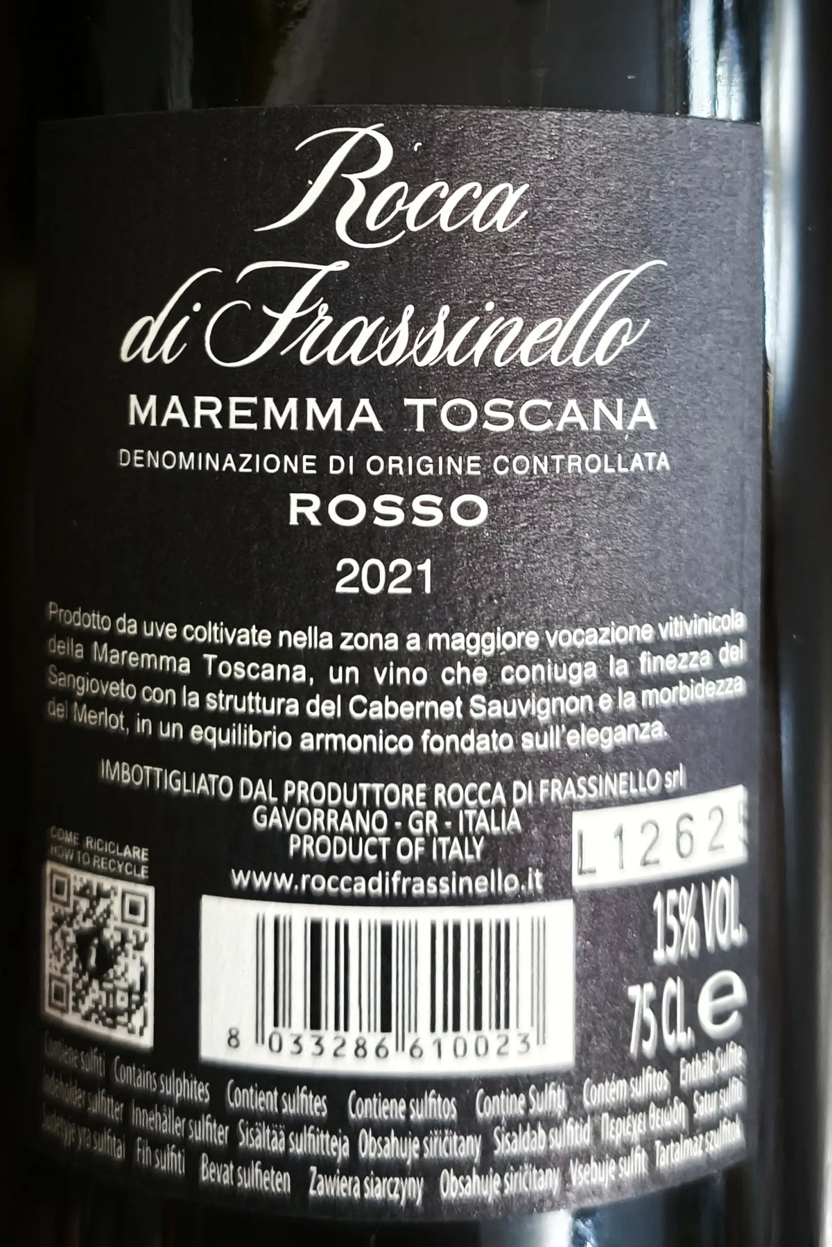 Zadní etiketa – Rocca di Frassinello