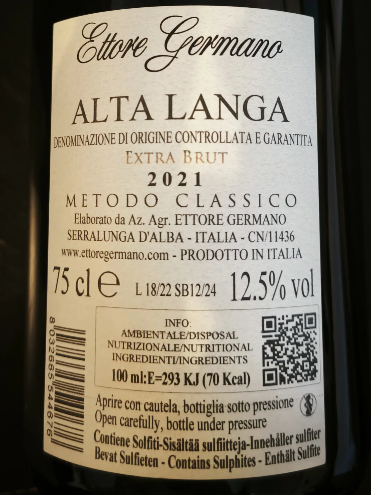 Zadní etiketa – Alta Langa Bianco