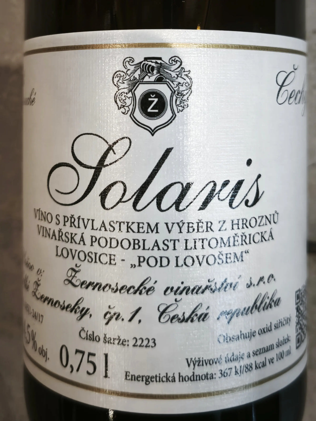 Zadní etiketa – Solaris