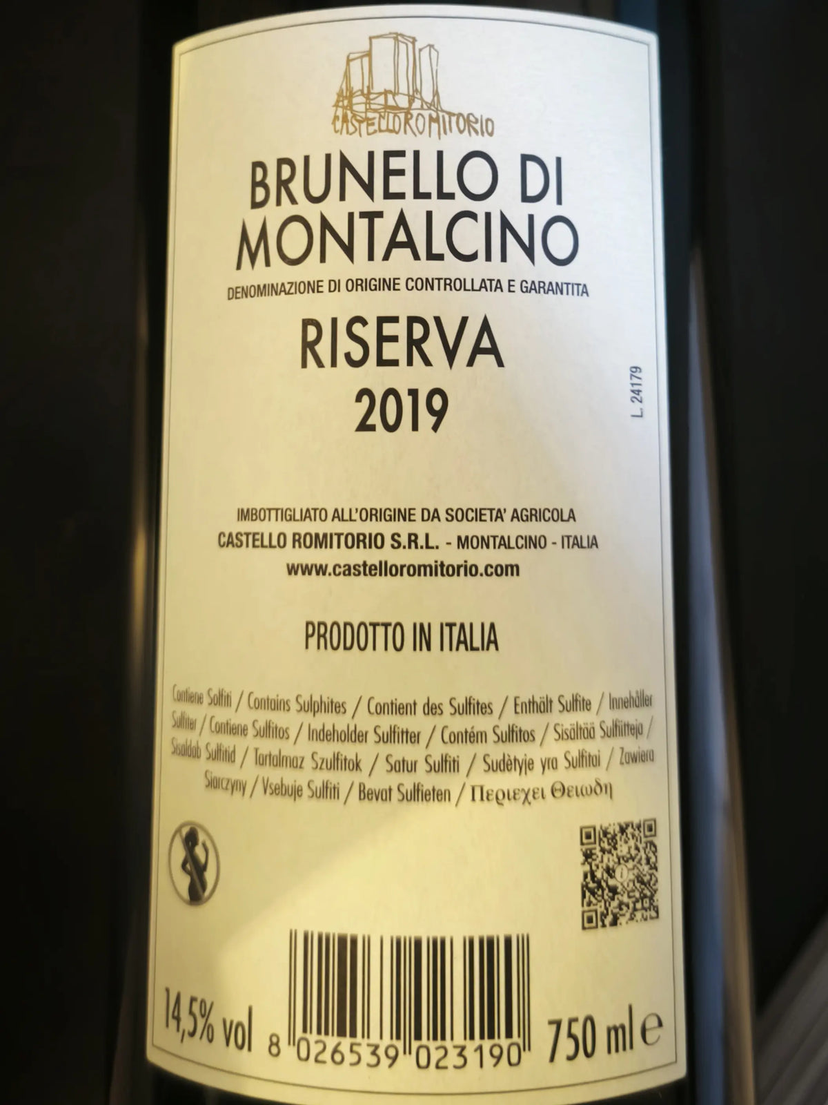 Zadní etiketa – Brunello di Montalcino Riserva
