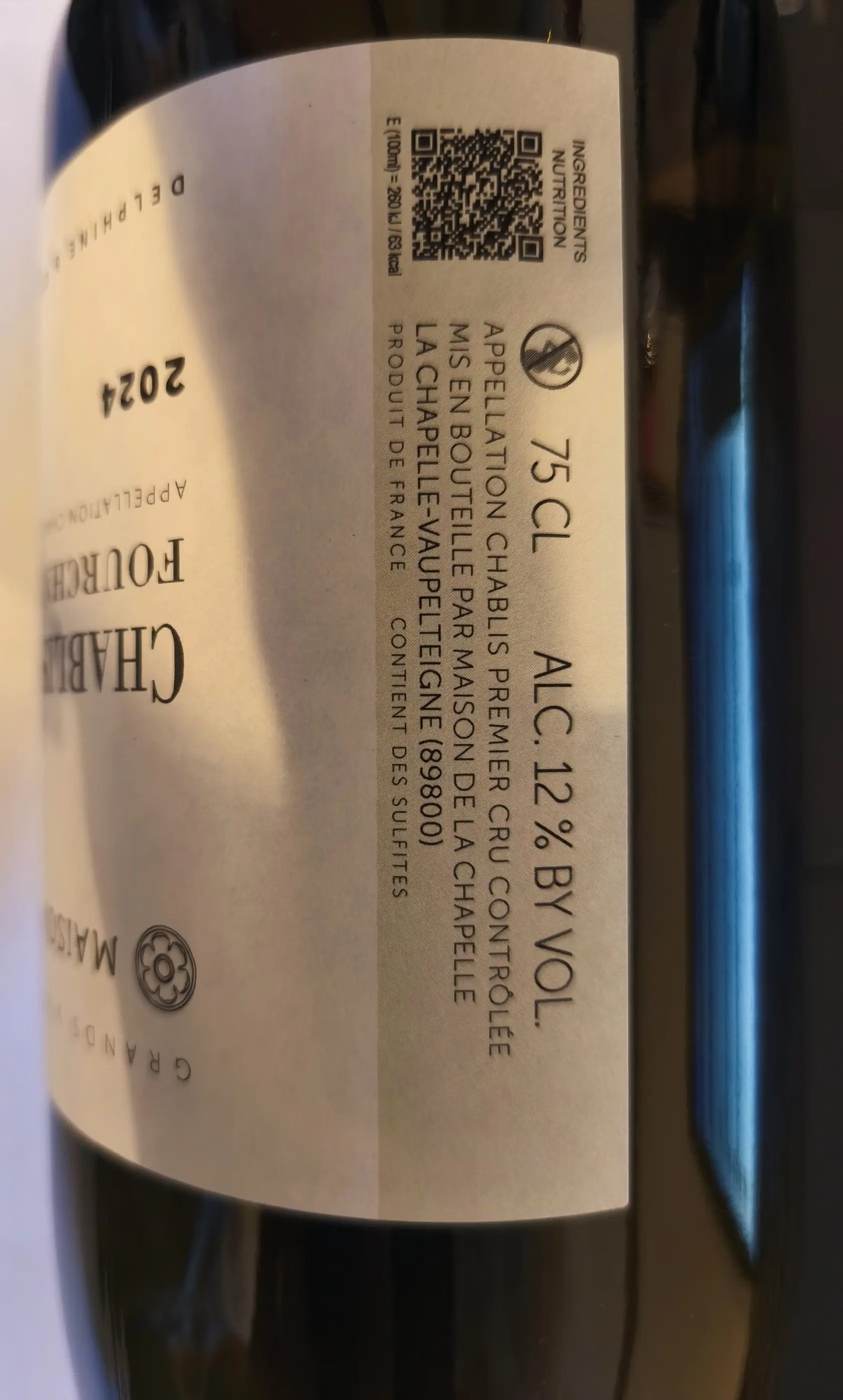 Zadní etiketa – Chablis 1er Cru "Fourchaume"