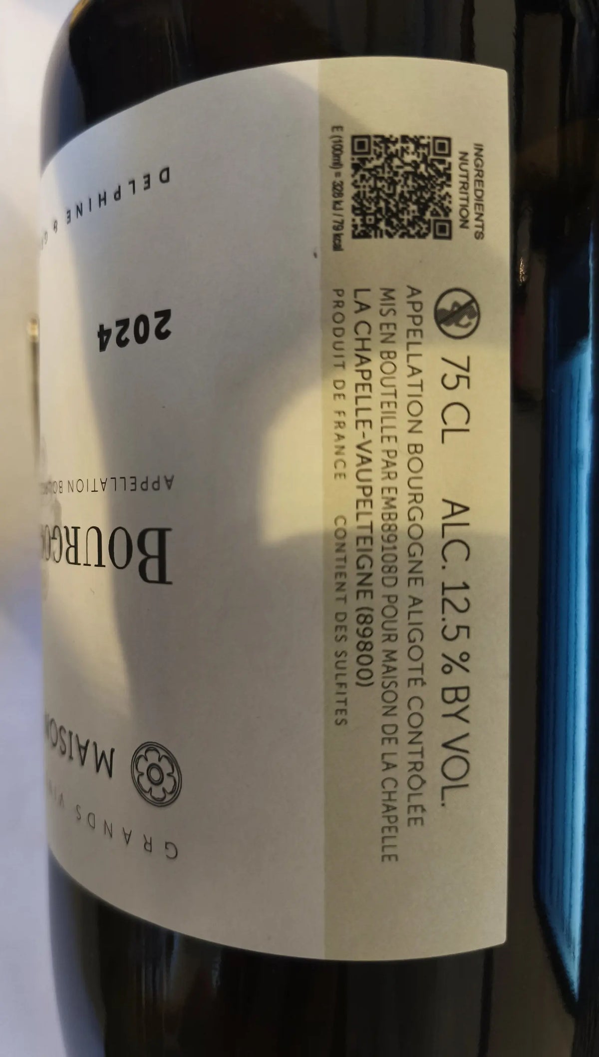 Zadní etiketa – Bourgogne Aligoté
