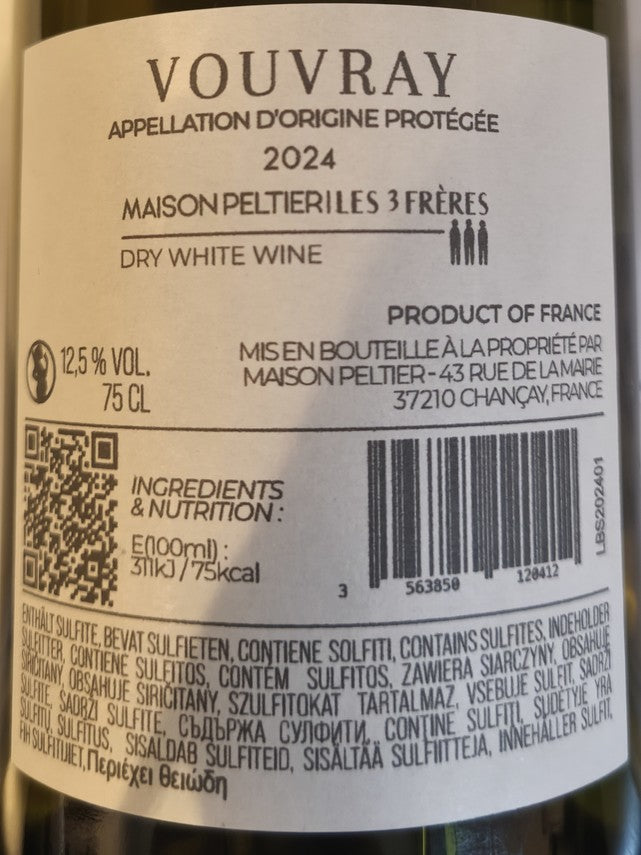 Zadní etiketa – Chenin Sec Vouvray