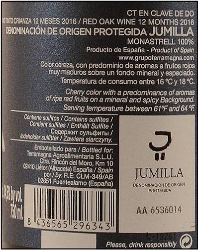 Etiketa Crianza Jumilla Monastrell                                                                                                                                           