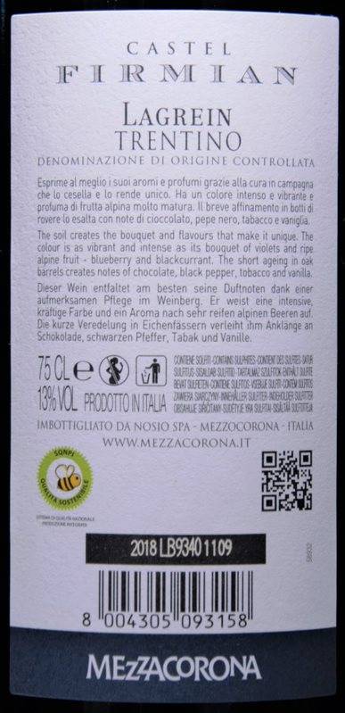 Etiketa Lagrein - Castel Firmian