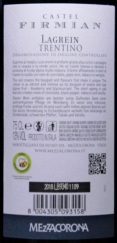 Etiketa Lagrein - Castel Firmian