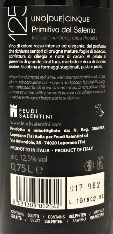Etiketa 125 Primitivo del Salento