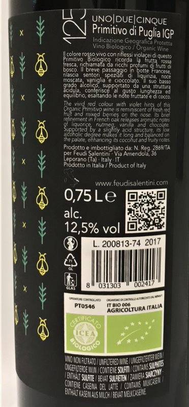 Etiketa 125 BIOLOGICO Primitivo