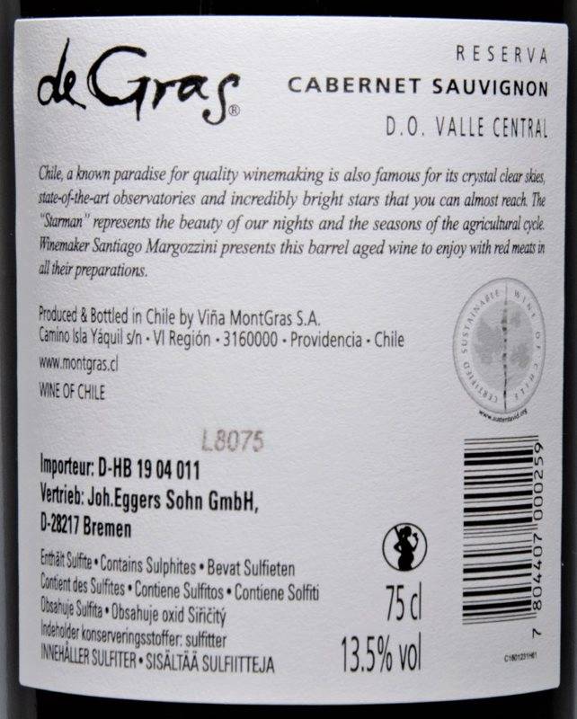 Etiketa Cabernet Sauvignon De Gras