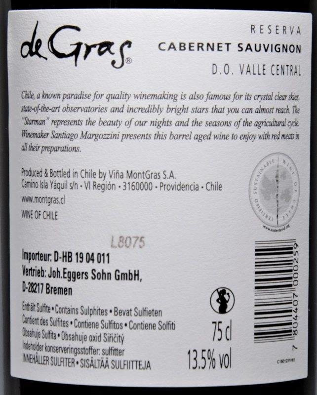 Etiketa Cabernet Sauvignon De Gras