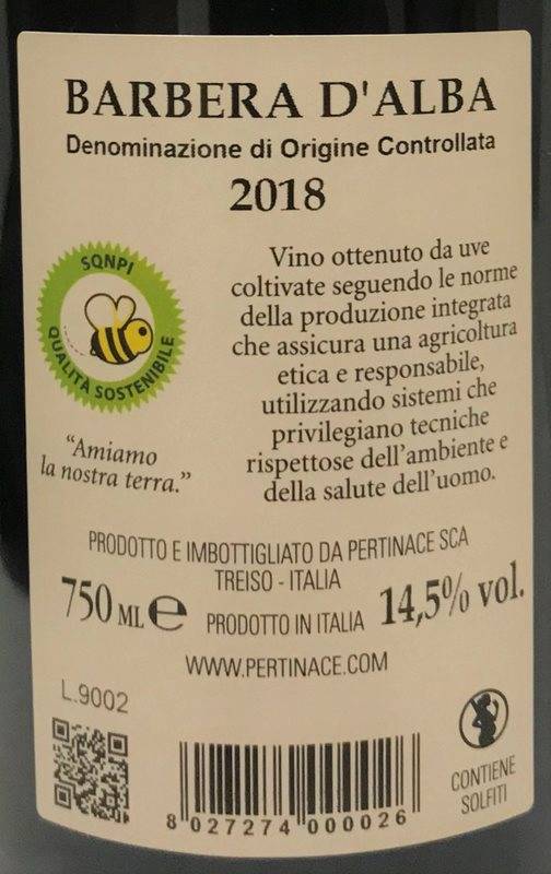Etiketa Barbera d´Alba 