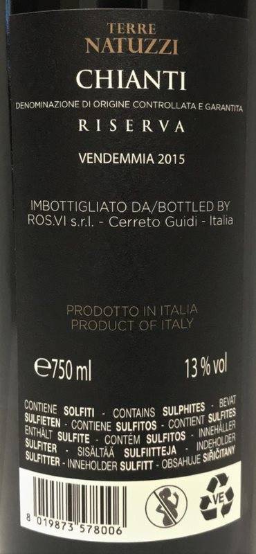 Etiketa Chianti Riserva, Terre Natuzzi
