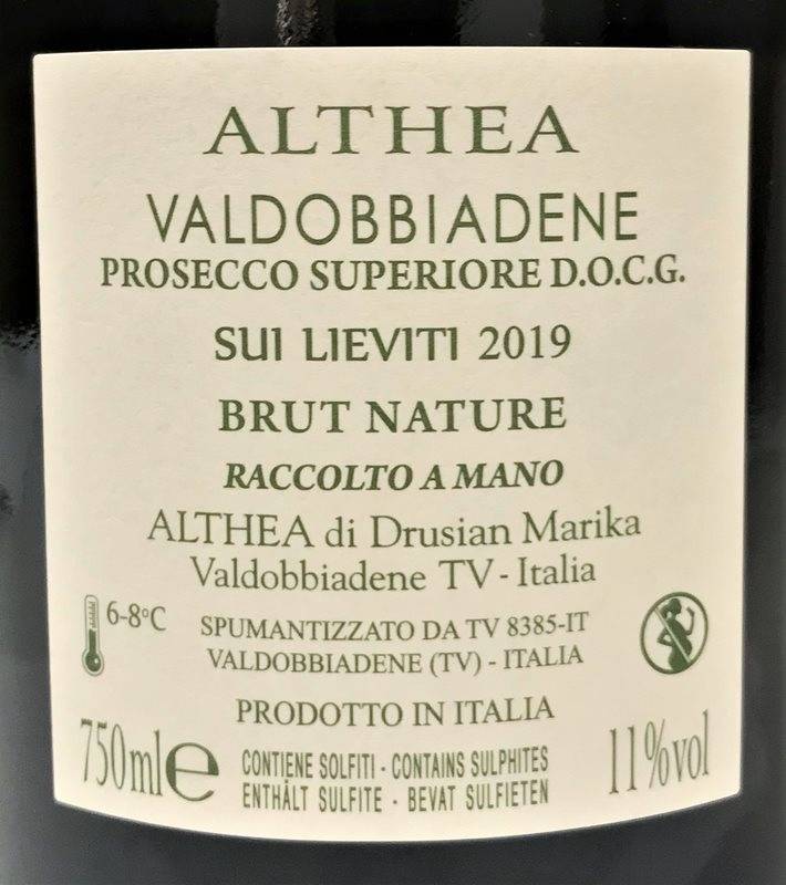 Etiketa Prosecco Valdobbiadene SUI LIEVITI