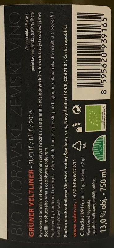 Etiketa Veltlínské zelené Edelspitz