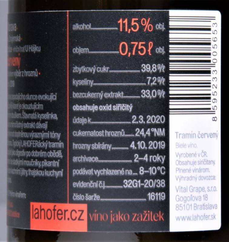 Etiketa Tramín červený