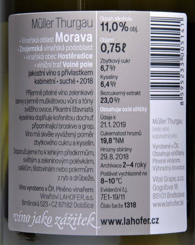 Etiketa Müller Thurgau 