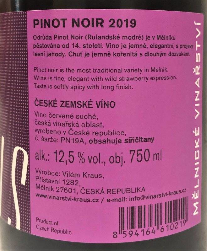 Etiketa Pinot noir