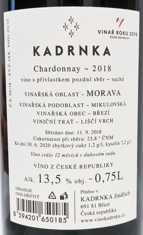 Etiketa K3 Chardonnay Barell