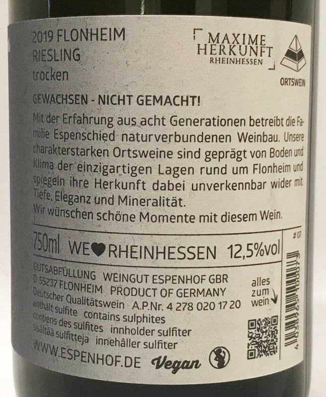 Etiketa Riesling Flonheim QbA