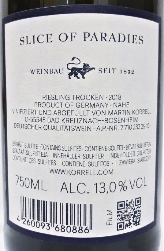 Etiketa Riesling Slice of Paradise