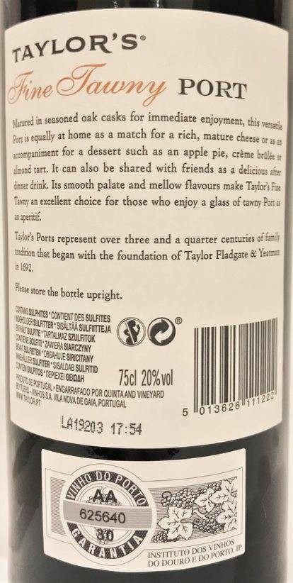 Etiketa Taylor\'s Fine Tawny