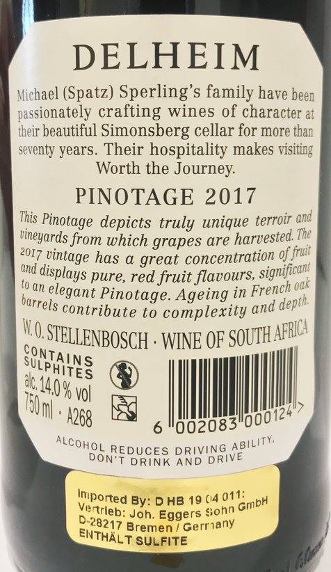 Etiketa Pinotage Family Range