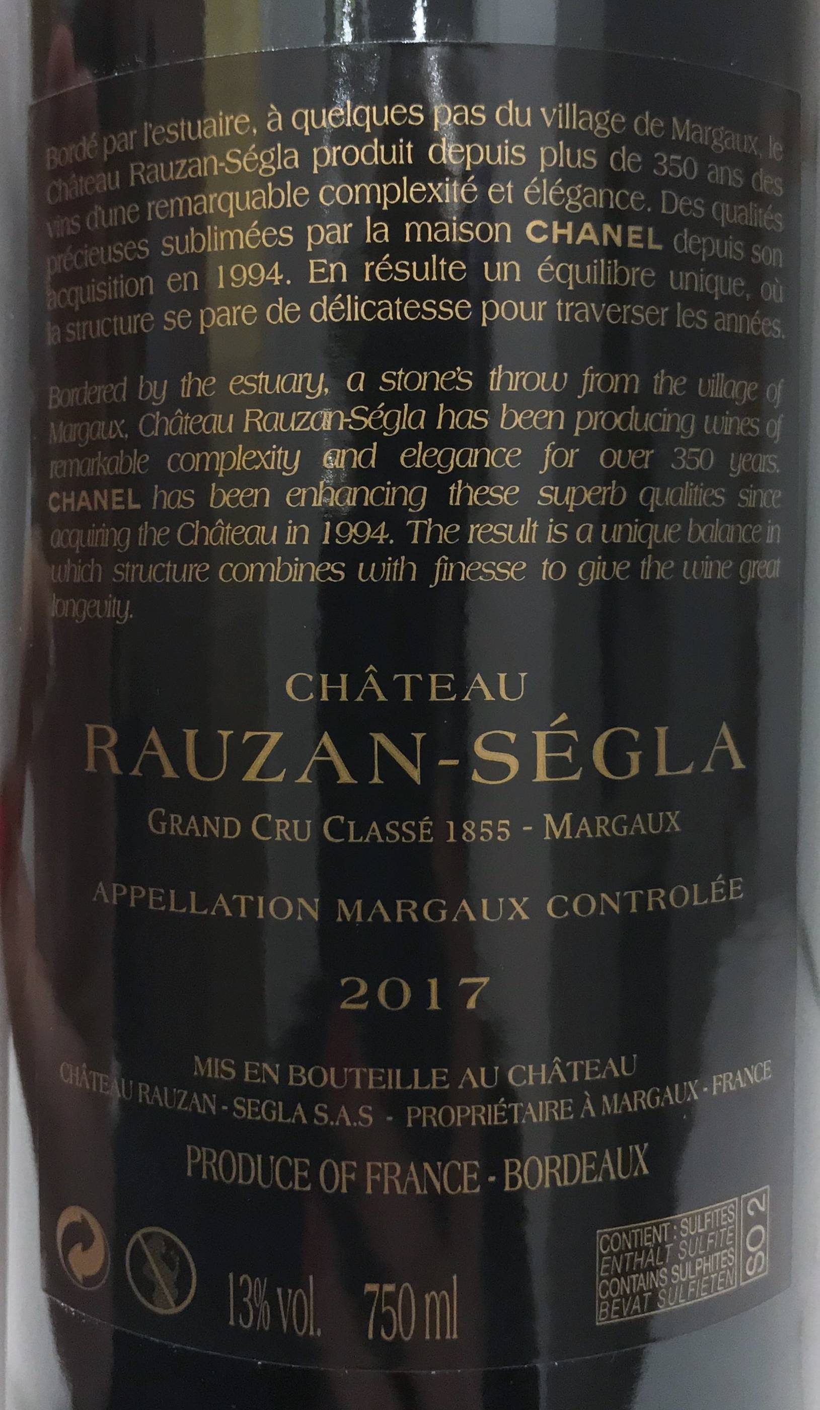 Etiketa Château Rauzan-Ségla