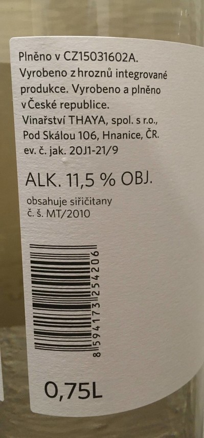 Etiketa Müller Thurgau - Pozdravy z Národního parku