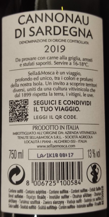 Etiketa Cannonau di Sardegna